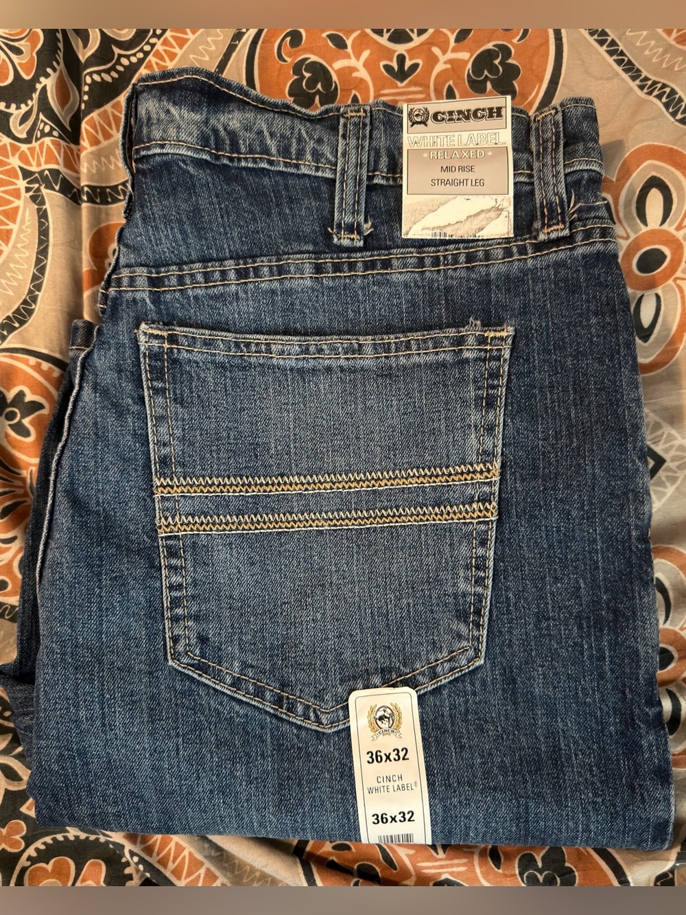 NWT white labelCinch Men's Relaxed Straight Leg Jeans SIZE 36x32